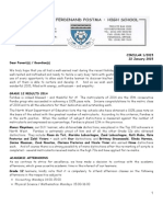 Ferdinand Postma High School Communication Letter 1/2015