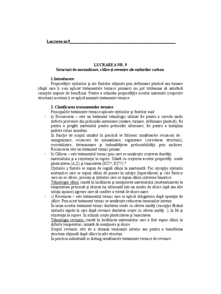 Structuri de Normalizare, Călire Şi Revenire Ale Oţelurilor Carbon | PDF