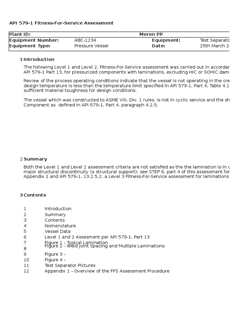 API 579-1 FFS Assessment Report | PDF | Stress (Mechanics) | Corrosion