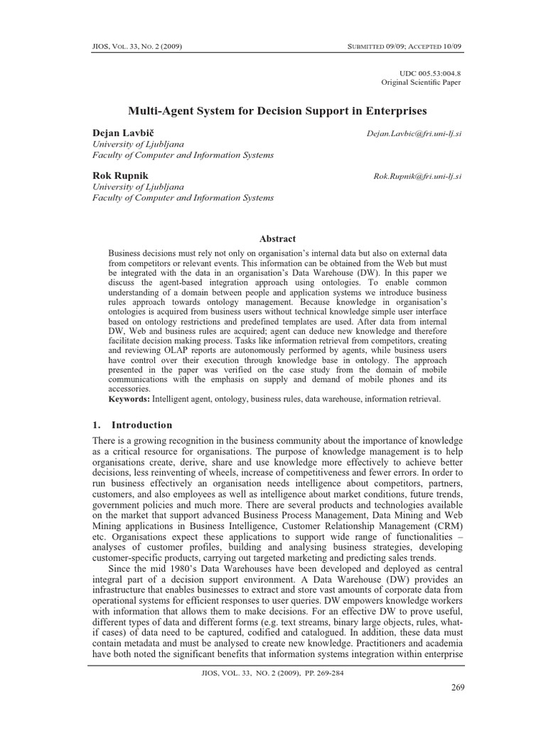 Agent-Based Decision Support System | PDF | Ontology (Information ...