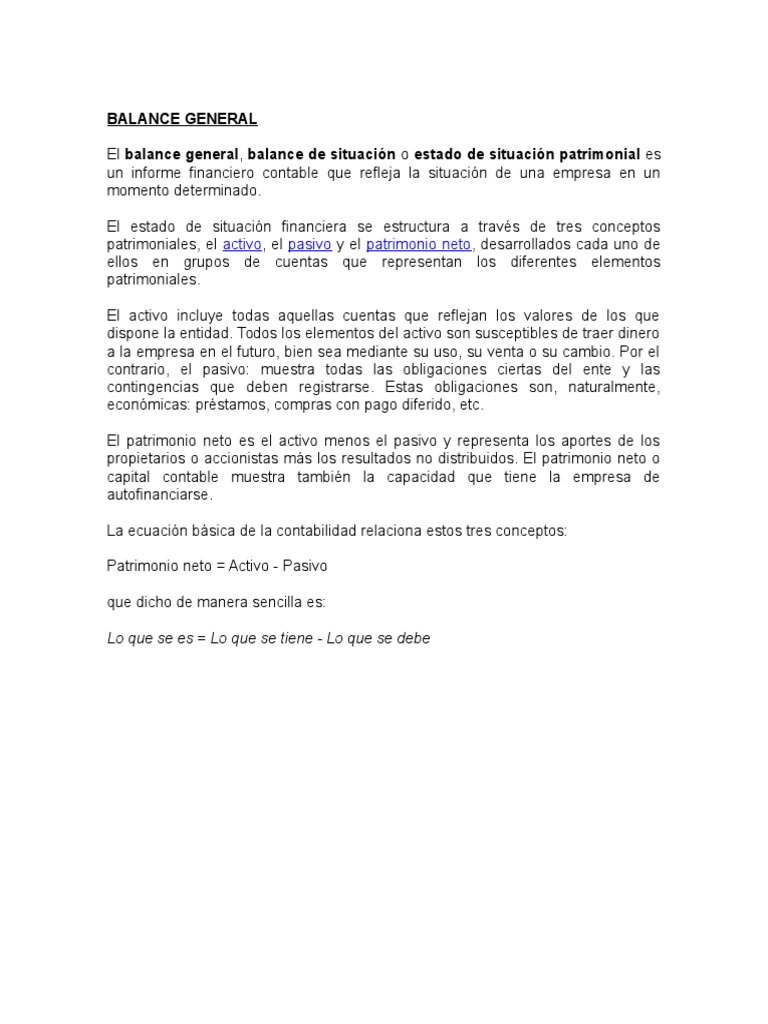 Balance General y Estados Financieros | PDF | Hoja de balance | Estado ...