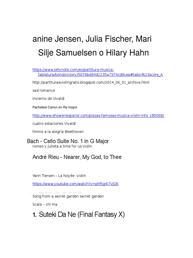 Anine Jensen, Julia Fischer, Mari Silje Samuelsen o Hilary Hahn | PDF