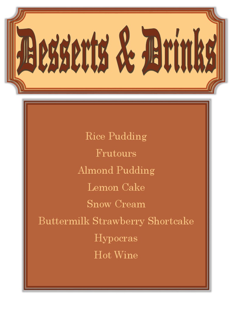 official dessert and drinks menu pdf Cakes Baking