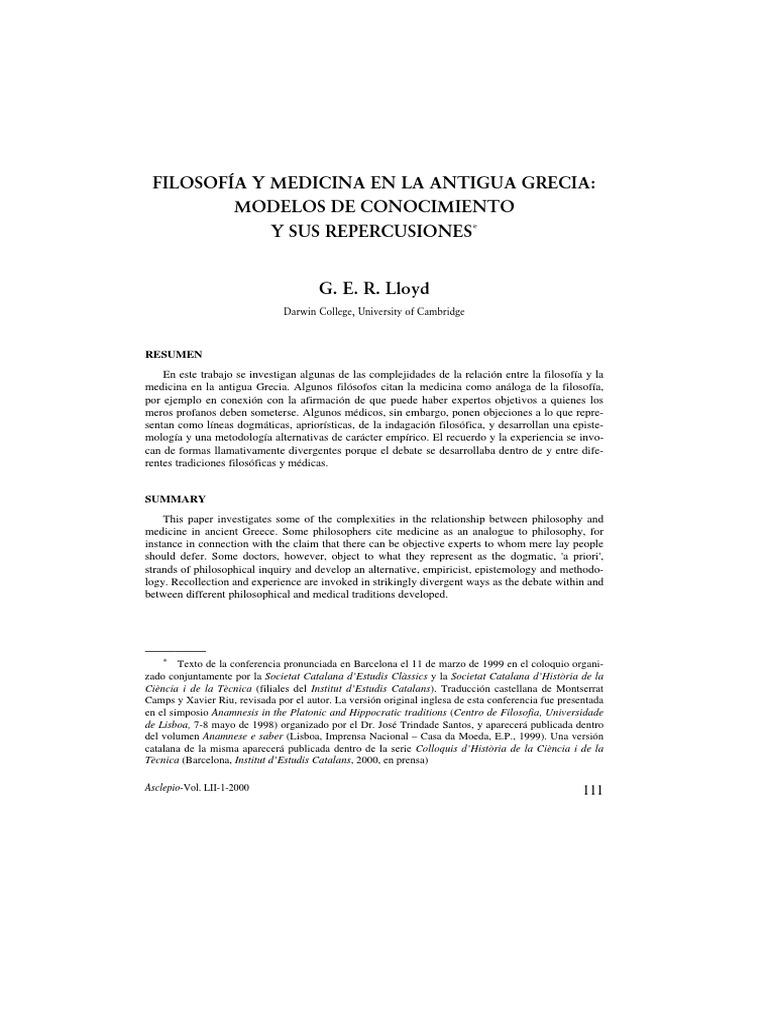 Filosofía y Medicina en Grecia Antigua | PDF | Platón | Science