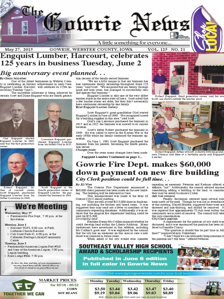 May27thPages Gowrie News PDF Iowa Avian Influenza
