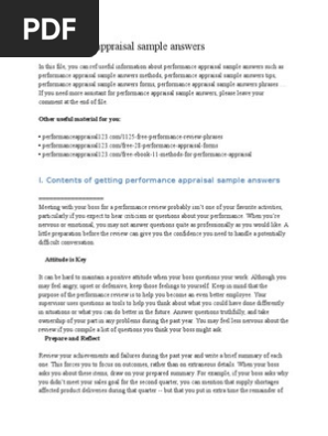 Performance Appraisal Sample Answers