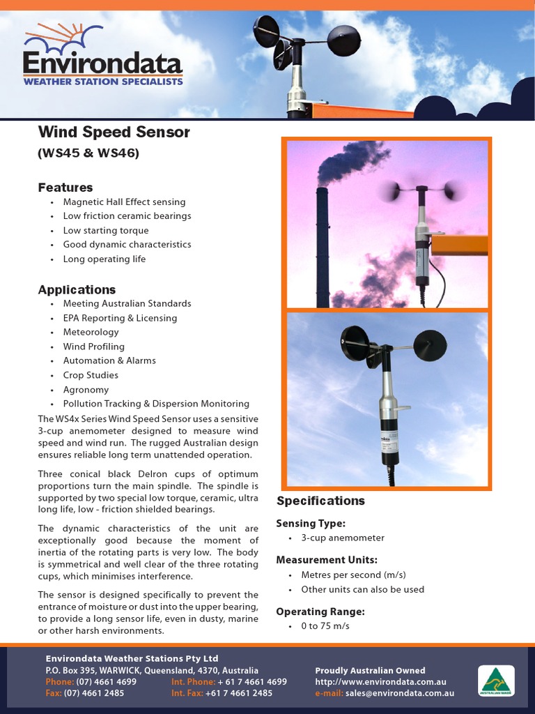 WS45 Wind Speed Sensor PDF Wound Bearing (Mechanical)
