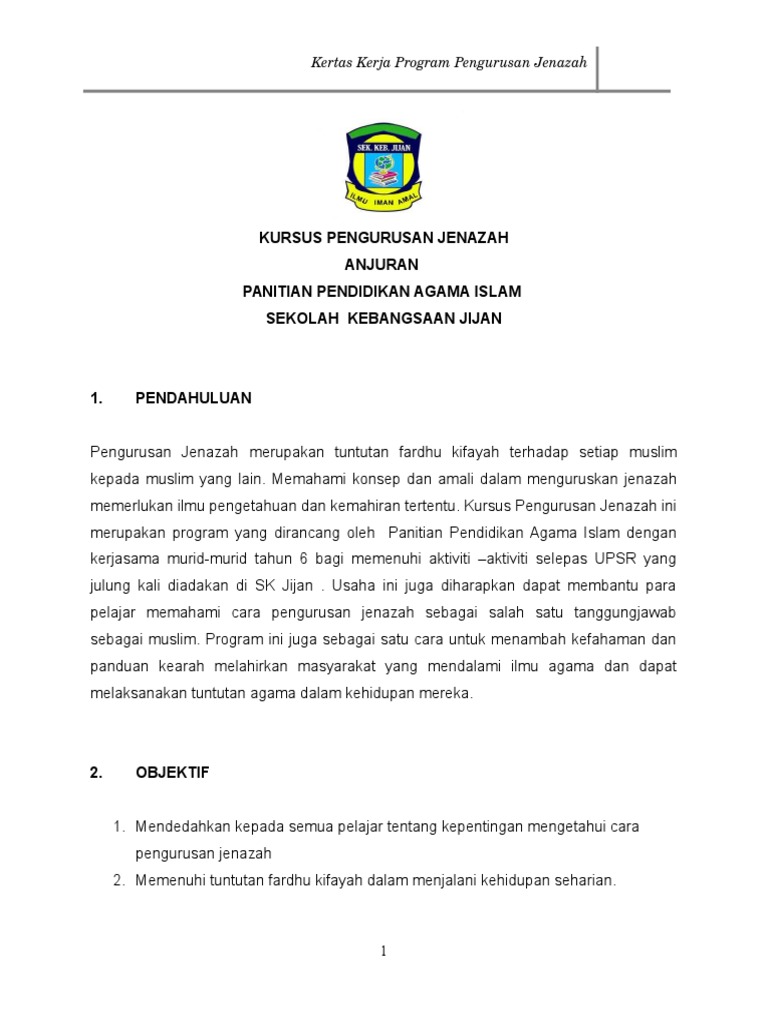 Kertas Kerja Kursus Pengurusan Jenazah  PDF