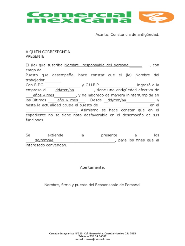 Certificado De Antiguedad Laboraldocx Images and