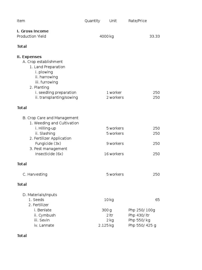 Cost Return Analysis | PDF