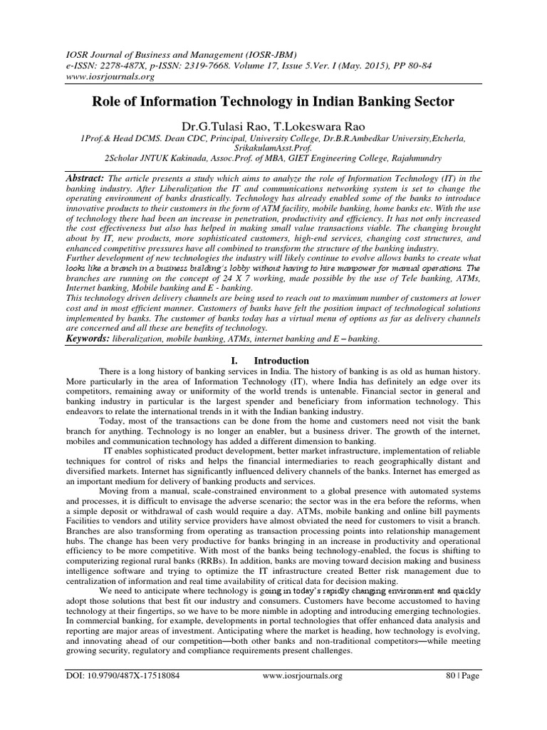 IT's Impact on Indian Banking Sector | PDF | Online Banking | Banks ...