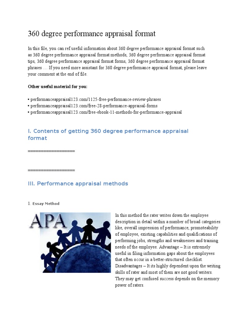 360 Degree Performance Appraisal Format | PDF | Performance Appraisal ...