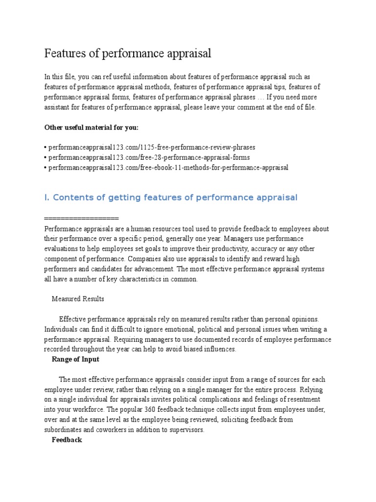 features-of-performance-appraisal-pdf-performance-appraisal