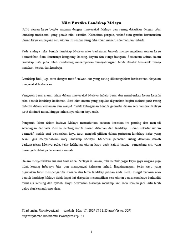 Nilai Estetika Landskap Melayu Pdf