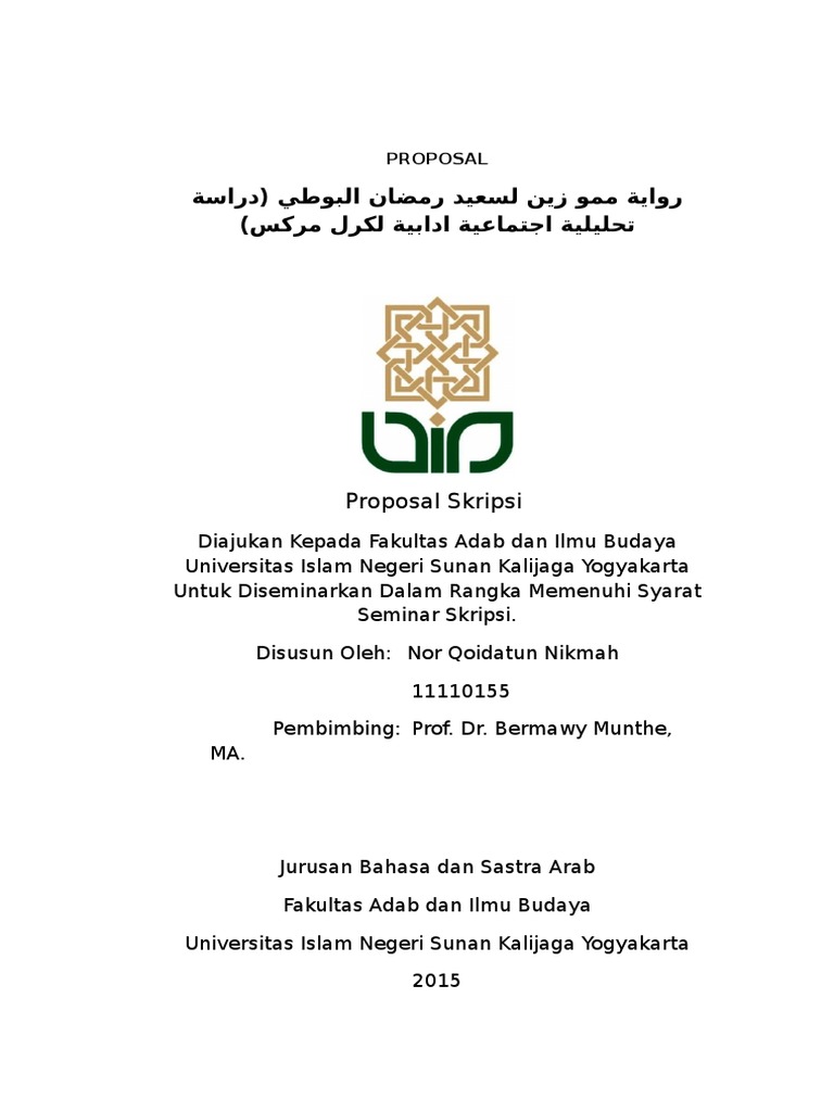 Proposal Analisis Sosiologi Sastra Karl Marx Dalam Novel Mamo Zein