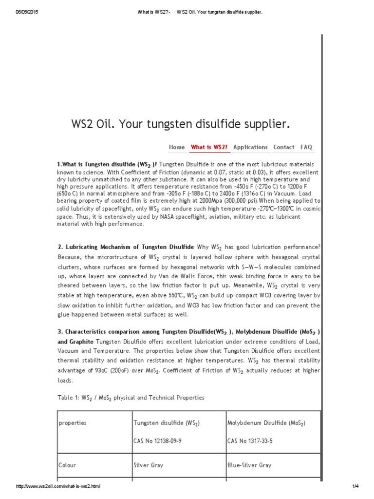 What Is Ws2 Ws2 Oil Download Free Pdf Lubricant Tungsten