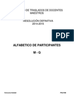 Concurso de Traslados Maestros 2014-2015. Listado Alfabético Definitivo MECD M-Q