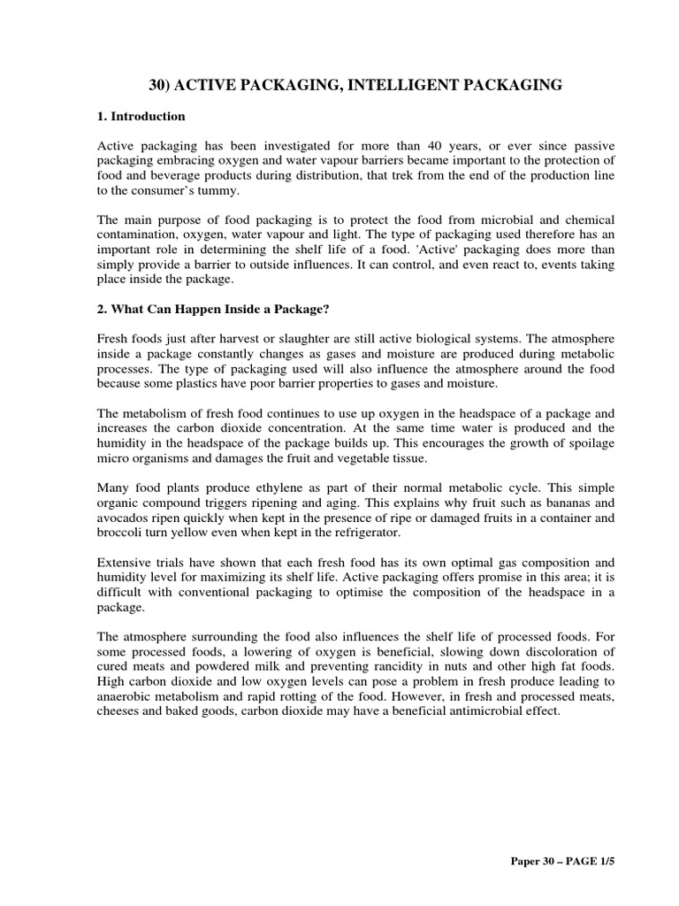 Active Packaging for Food Safety | PDF | Carbon Dioxide | Shelf Life