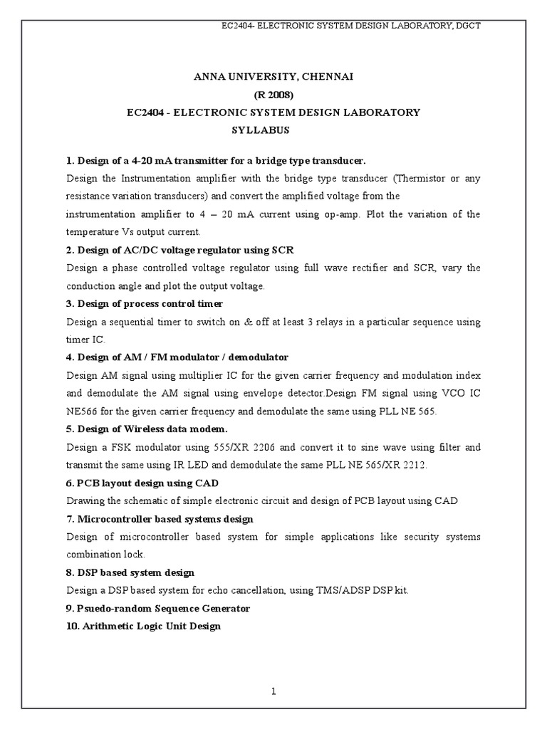 Esd Manual With Viva Question PDF Frequency Modulation Rectifier