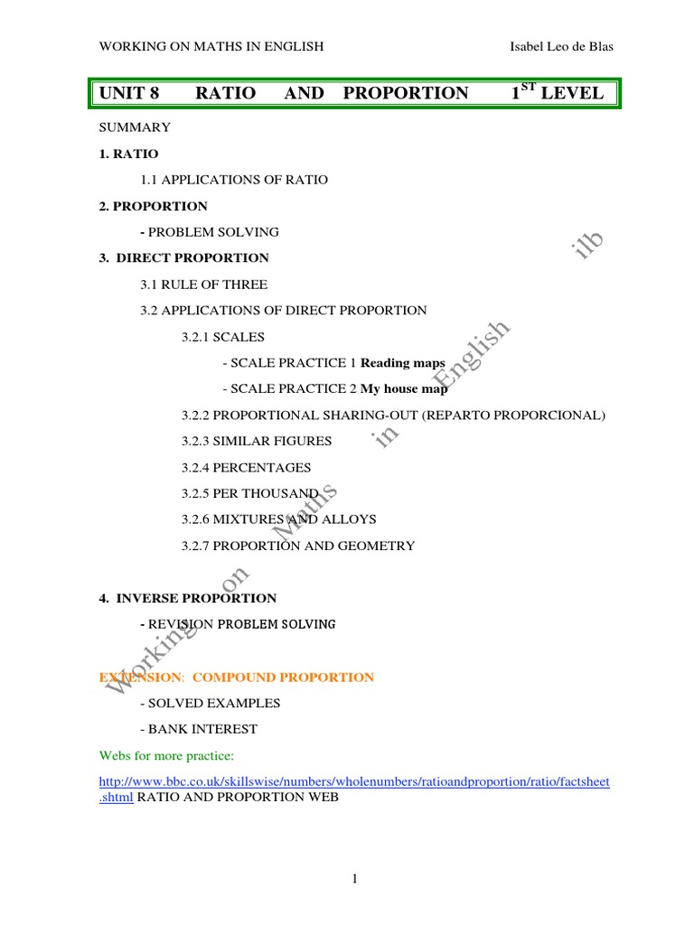 Ratio and Proportion Fundamentals | PDF | Fineness | Ratio