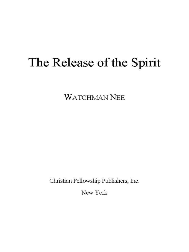 The Release of The Spirit PDF PDF Religion & Spirituality