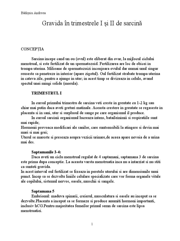 Gravida In Trimestrul 1 Si 2 De Sarcina