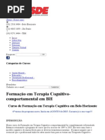 Curso Terapia Cognitiva, Cognitivo-comportamental Em BH - MG _ CESDE - Centro de Estudos e Desenvolvimento Educacional