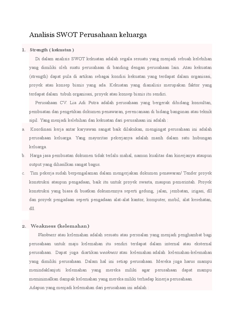 Analisis Swot Perusahaan Konsultan