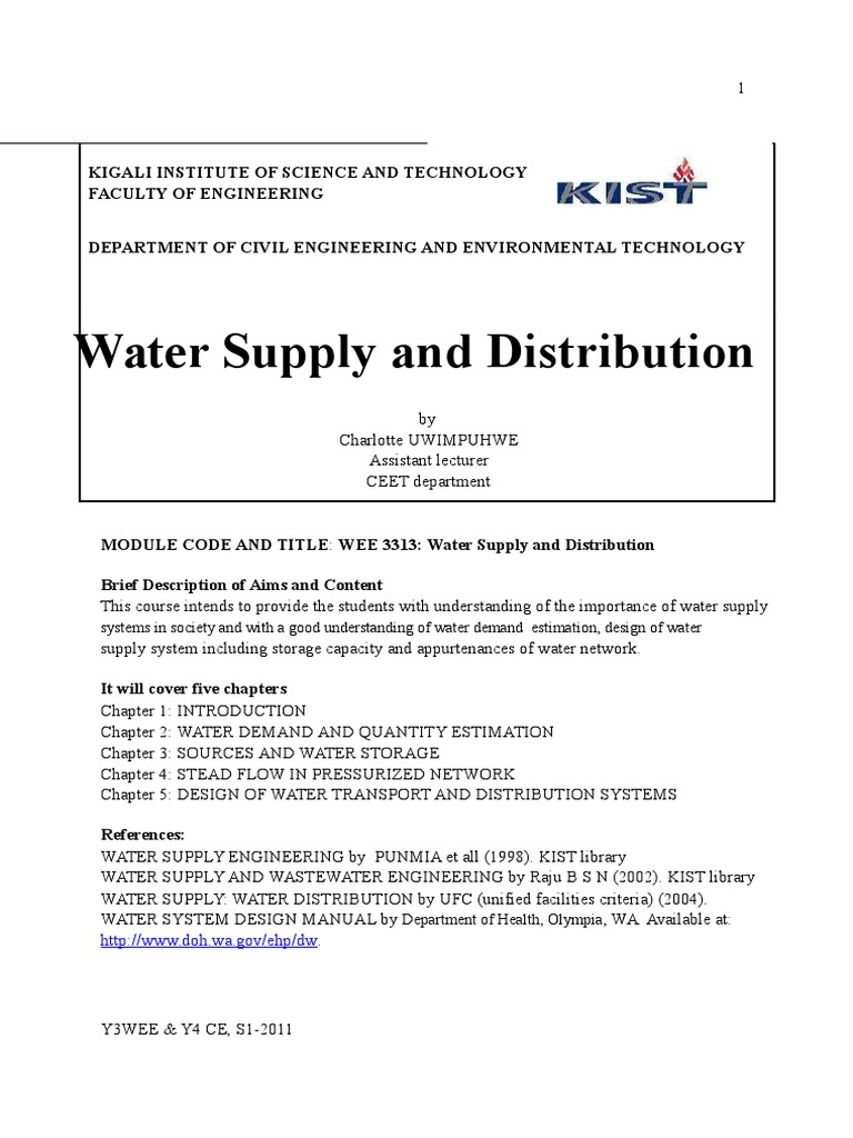 Water Supply and Distribution Overview | PDF | Water Supply Network | Valve