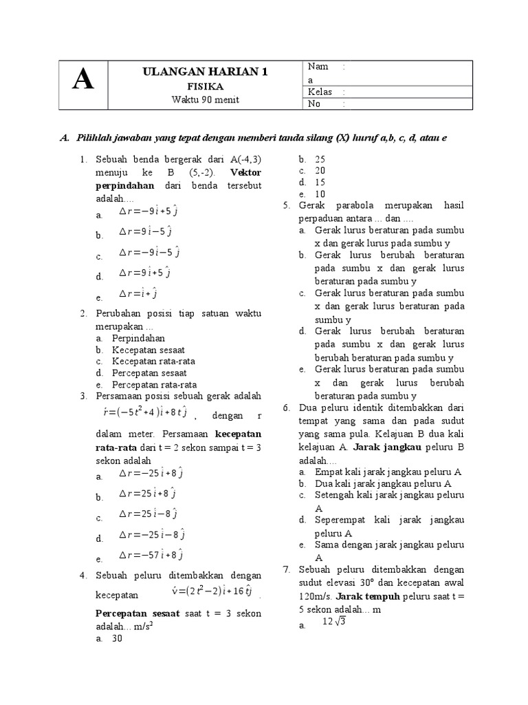 Soal Fisika Kelas Xi Bab 1 Analisis Vektor