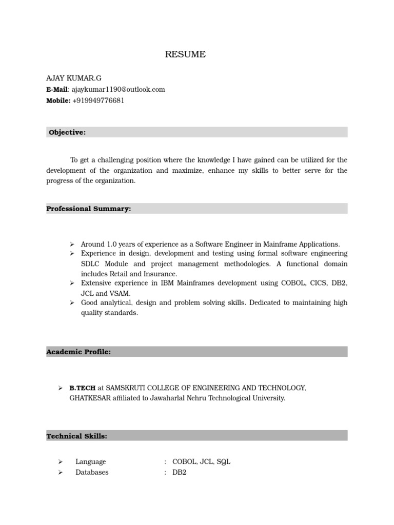 Ajay Kumar - Software Engineer Resume | PDF