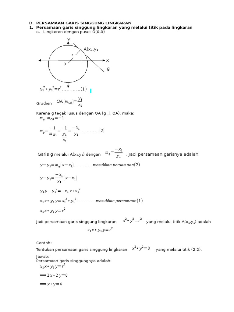 Garis Singgung Lingkaran
