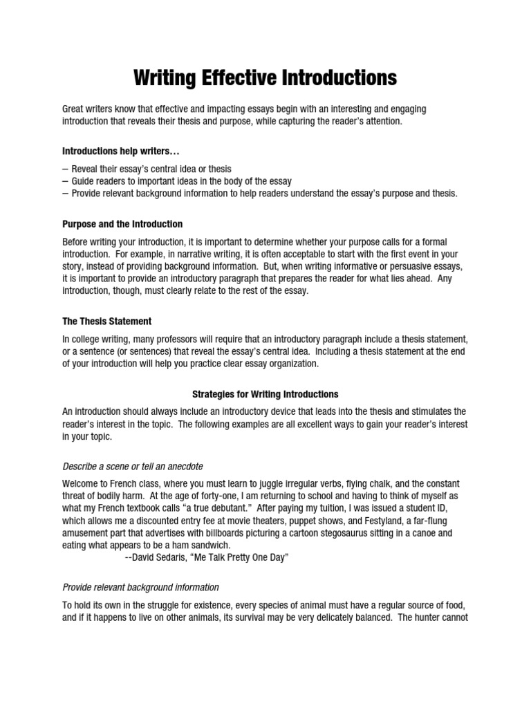 Writing Effective Introductions  PDF  Essays  Superstitions