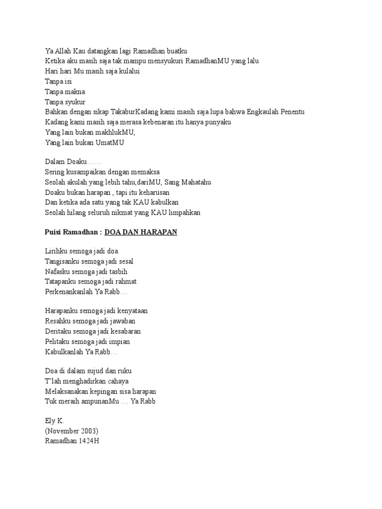 Puisi Harapan Dalam Doa Kumpulan Puisi Terbaik