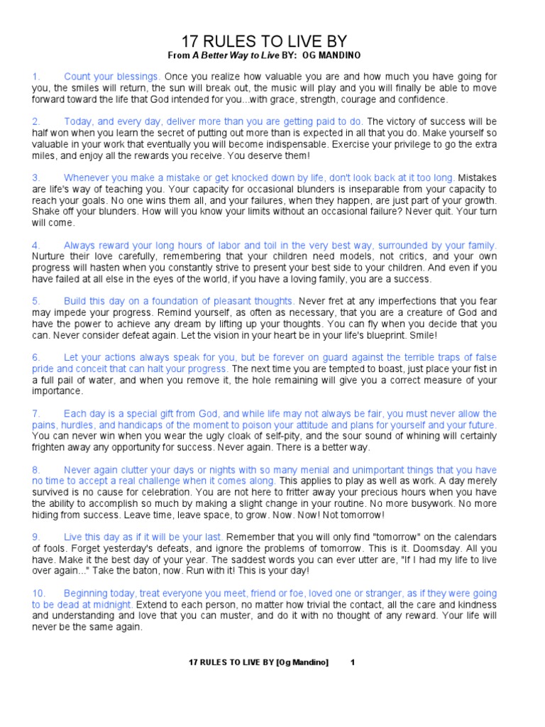 Og Mandino - 17 Rules to Live By