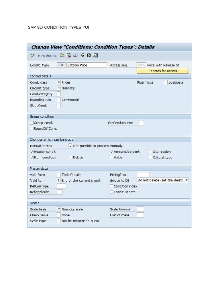 SAP SD Condition Types Guide | PDF