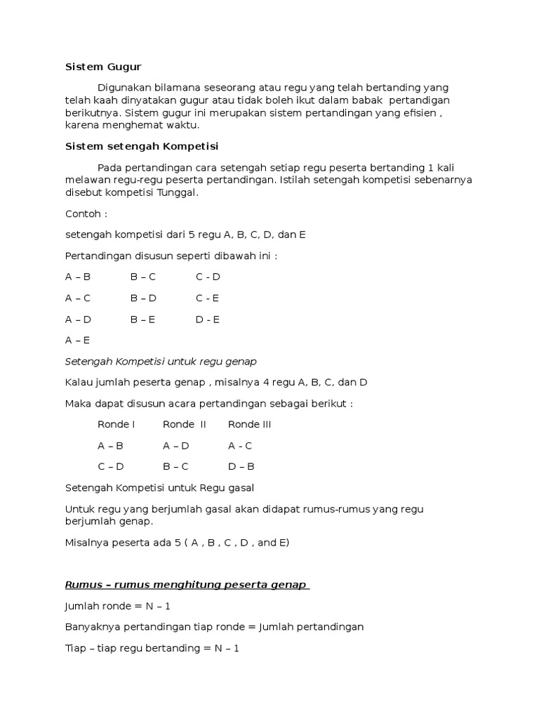 Sistem Gugur Untuk Permaian Sepak Bola