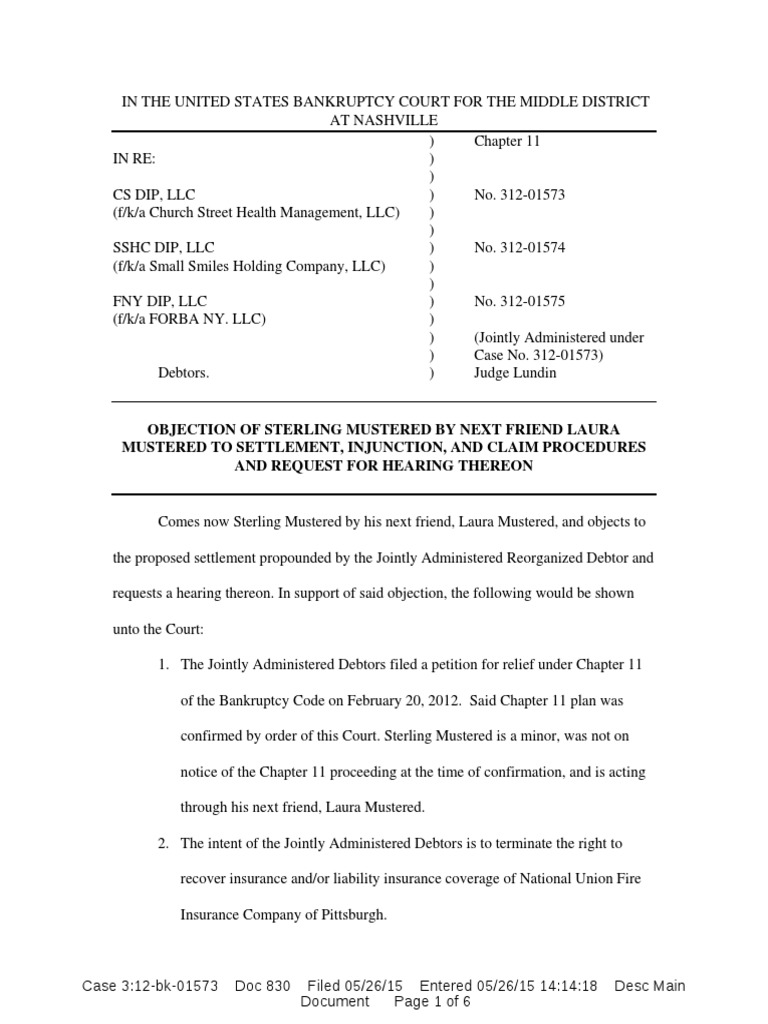 Objection to Bankruptcy Settlement Procedures | PDF | Chapter 11 ...