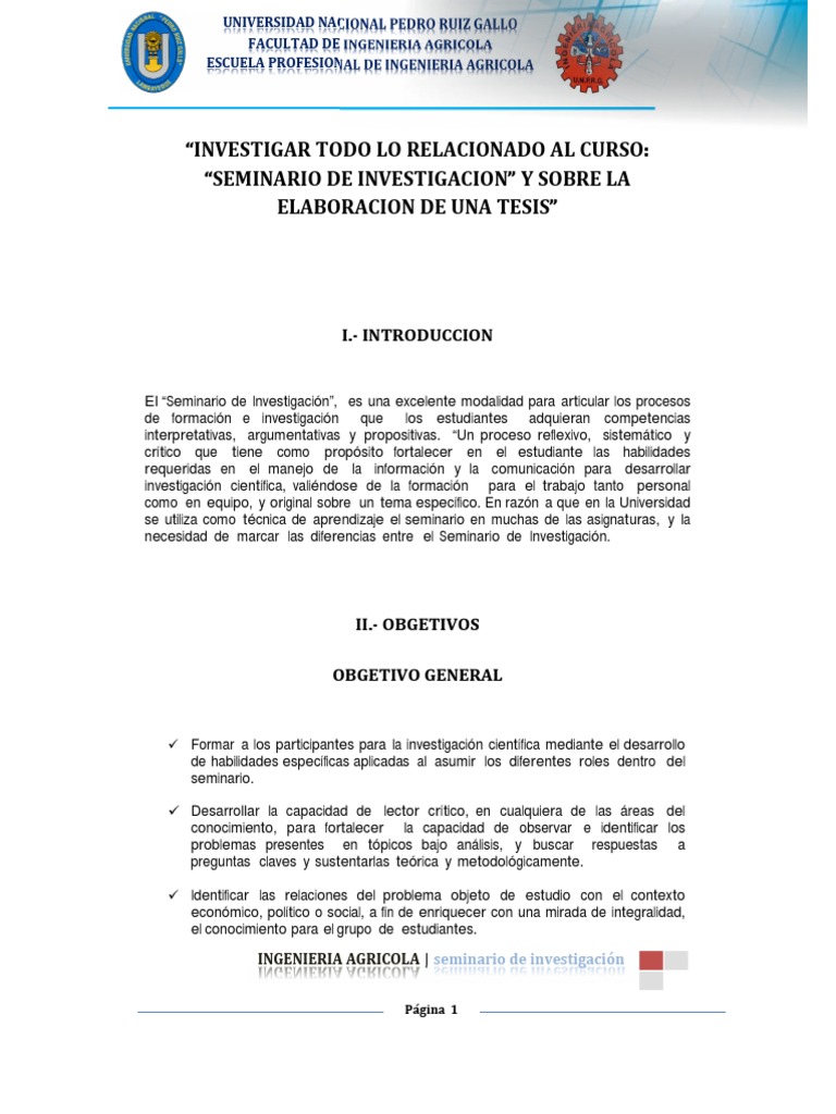 Seminario De Investigacion Elaboracion De Una Tesis Pdf Seminario