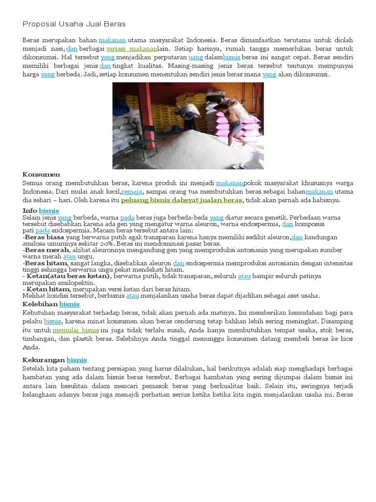Proposal Usaha Jual Beras