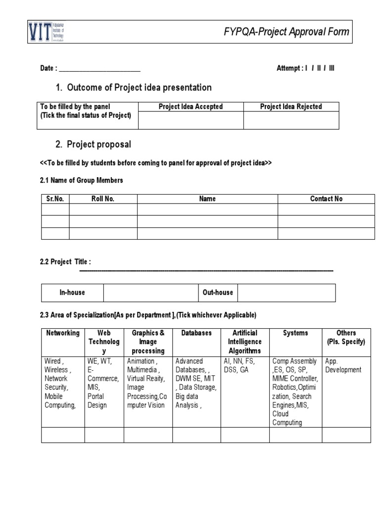 FYPQA Project Approval Form Template | PDF | Business