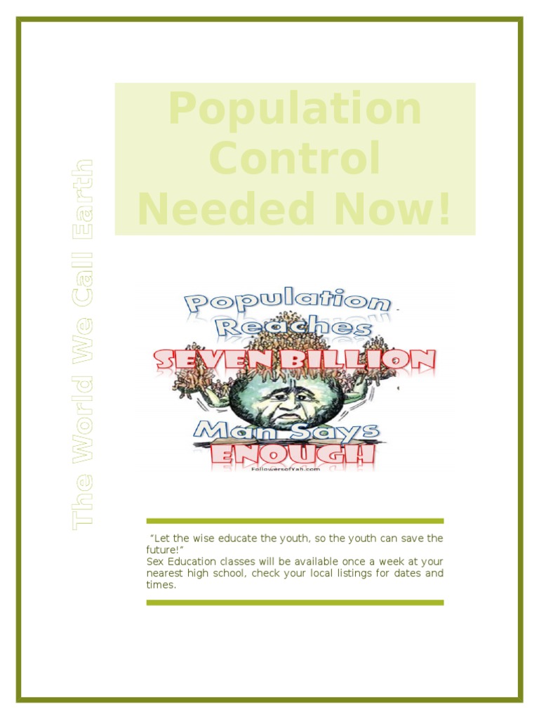 Urgent Call for Population Control | PDF | Wellness