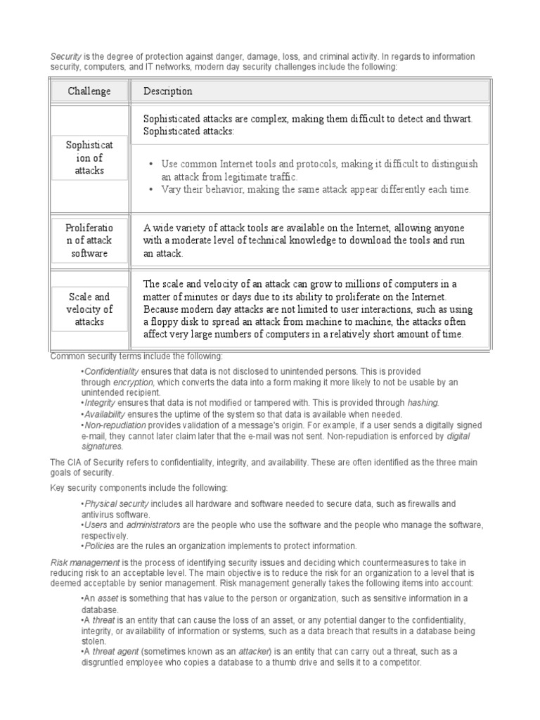 Understanding Modern Security Challenges | PDF | Threat (Computer ...