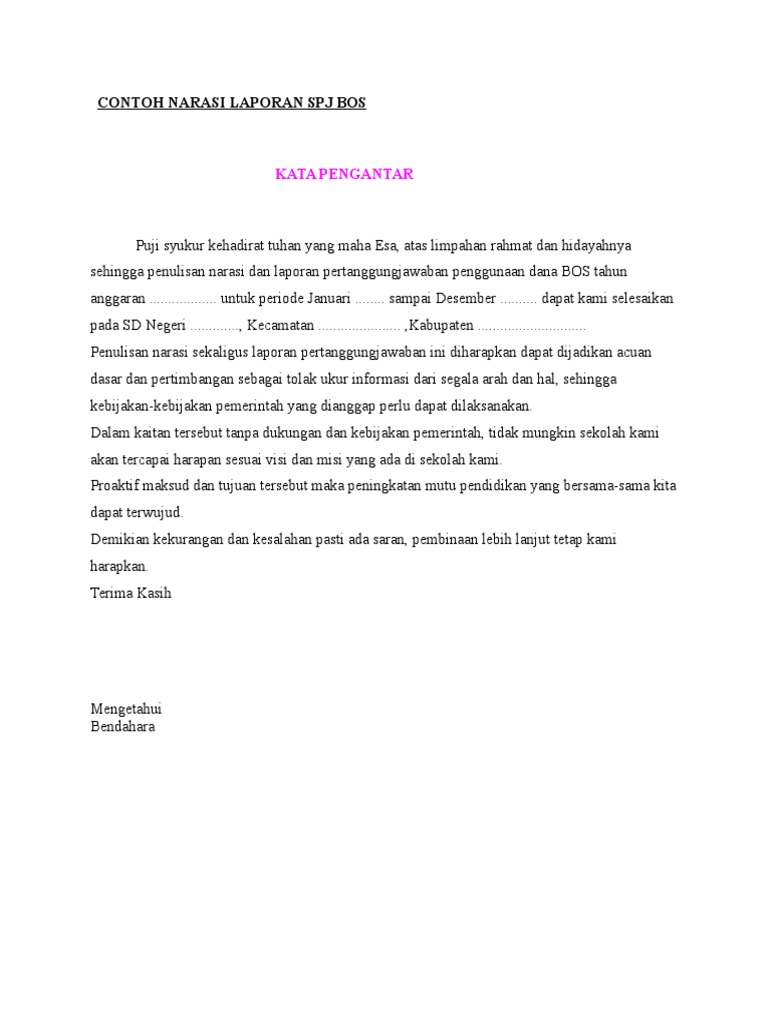Contoh Narasi Laporan Spj Bos Docx