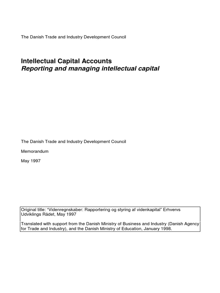 Intellectual Capital Accounts Reporting and Managing Intellectual ...