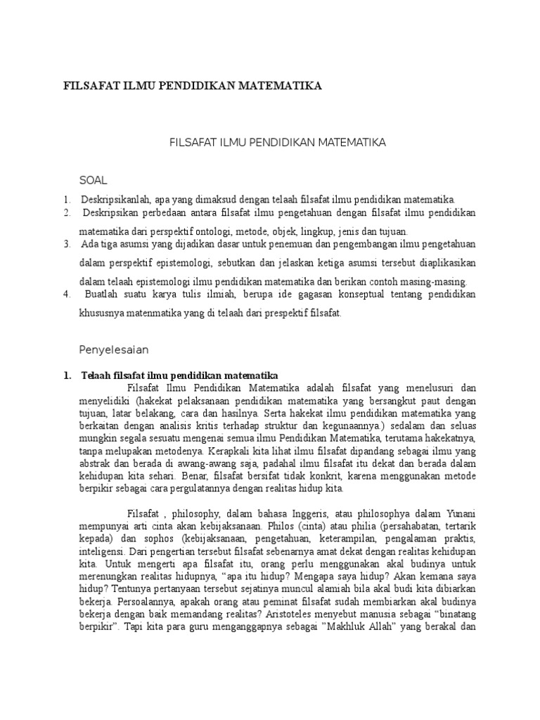 Filsafat Ilmu Pendidikan Matematika