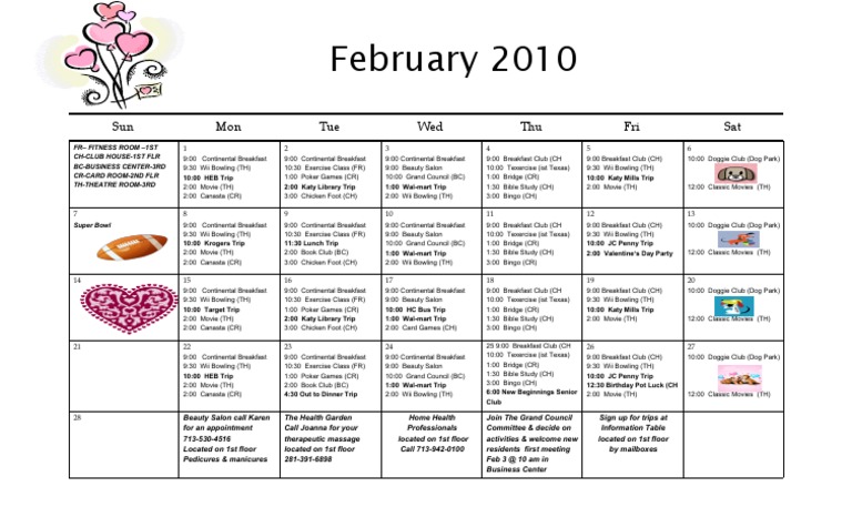 February Calendar | PDF | Leisure | Sports