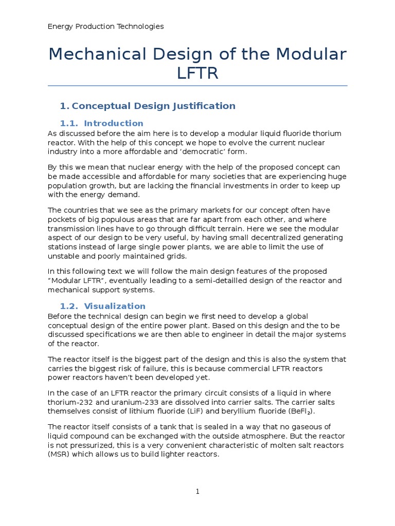Modular LFTR Design Overview | PDF | Nuclear Reactor | Nuclear Energy
