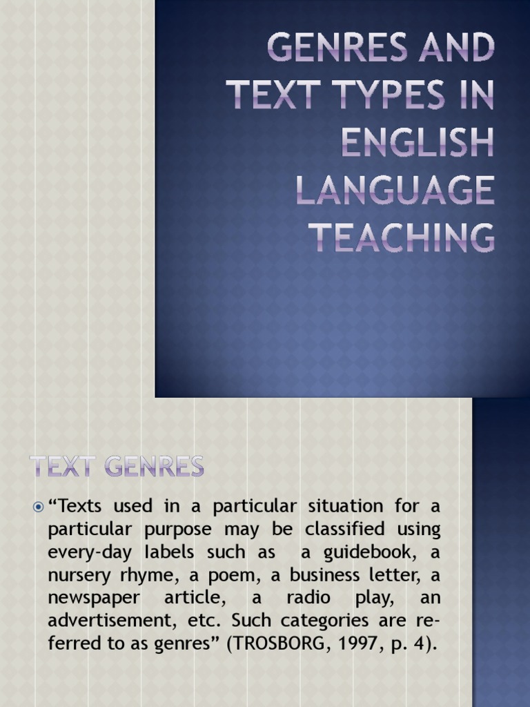Genres and Text Types in English Language Teaching | PDF | Genre ...