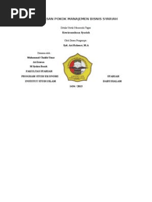 Landasan Pokok Manajemen Bisnis Syariah
